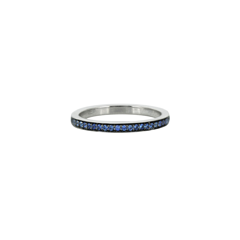 Small blue sapphires Pave set in White gold band
