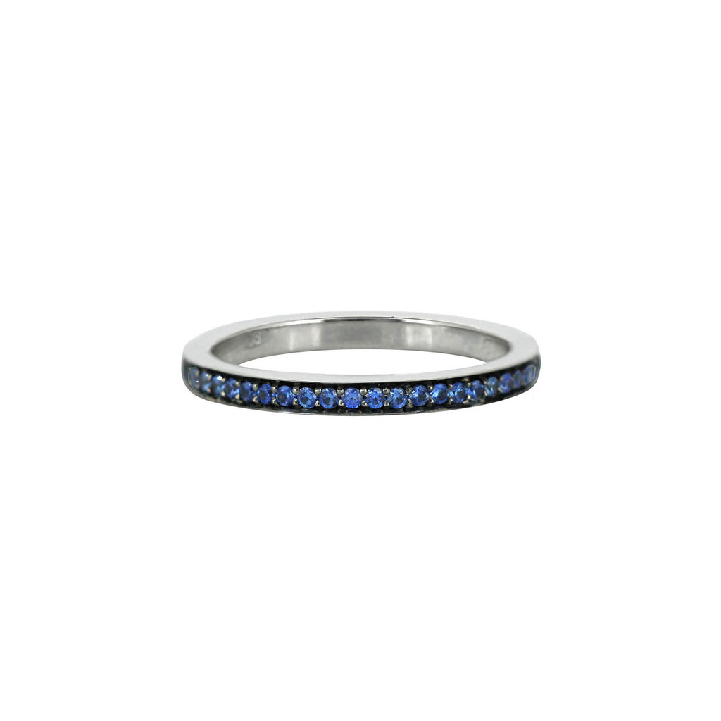 Blue sapphire stack ring in white gold