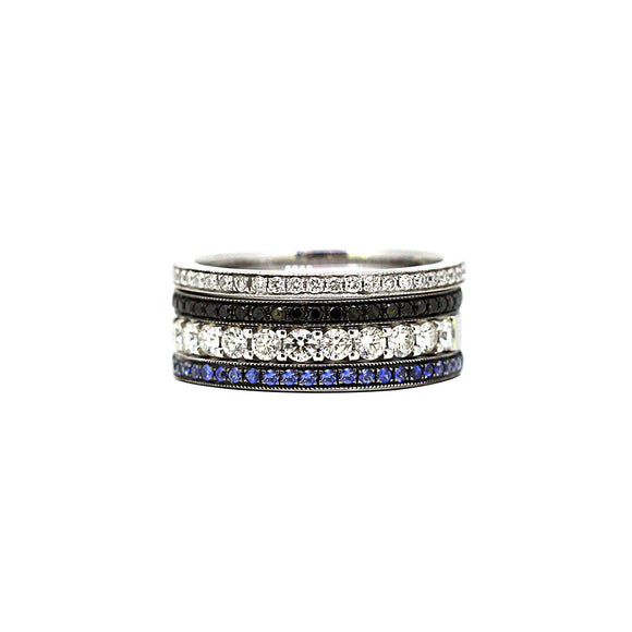 Small blue sapphires Pave set in White gold band