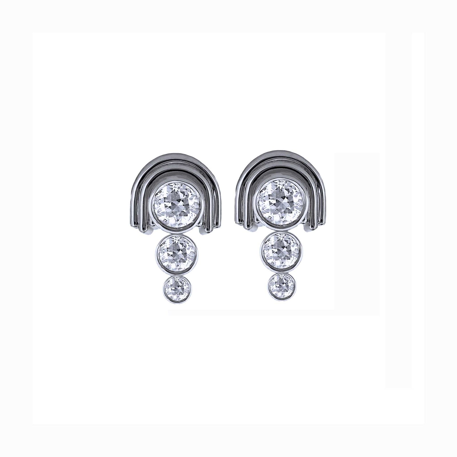White gold Arch Triple Diamond earrings
