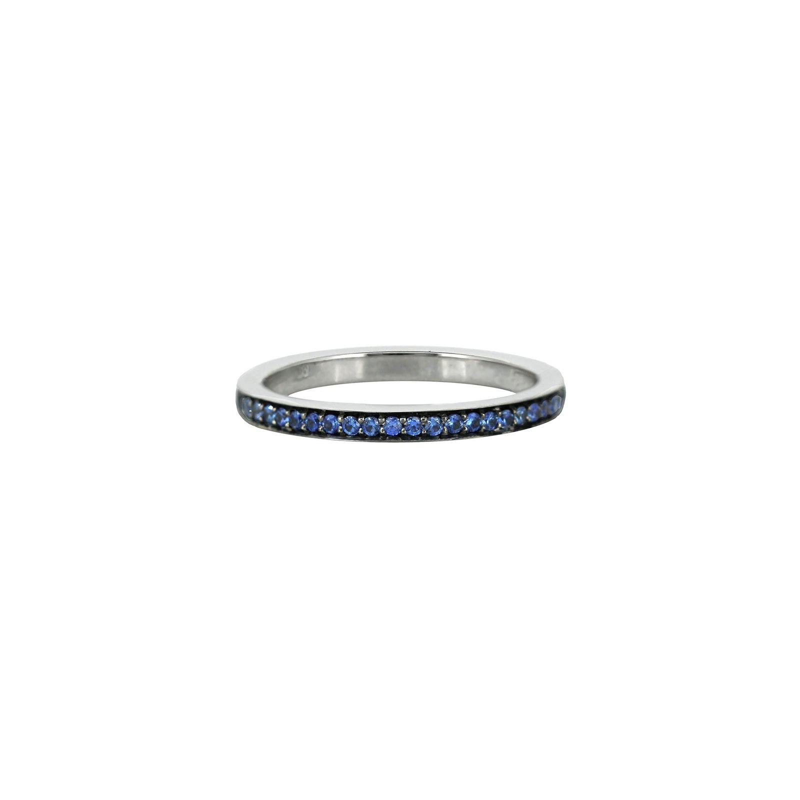 Small blue sapphires Pave set in White gold band