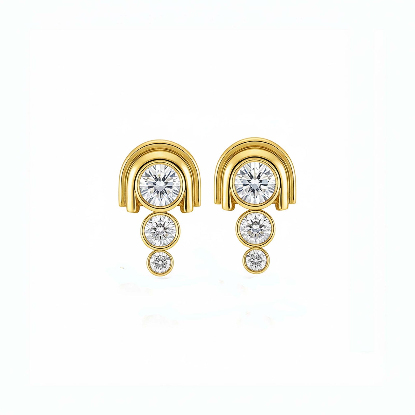 Deco Arch Diamond earrings in yellow gold
