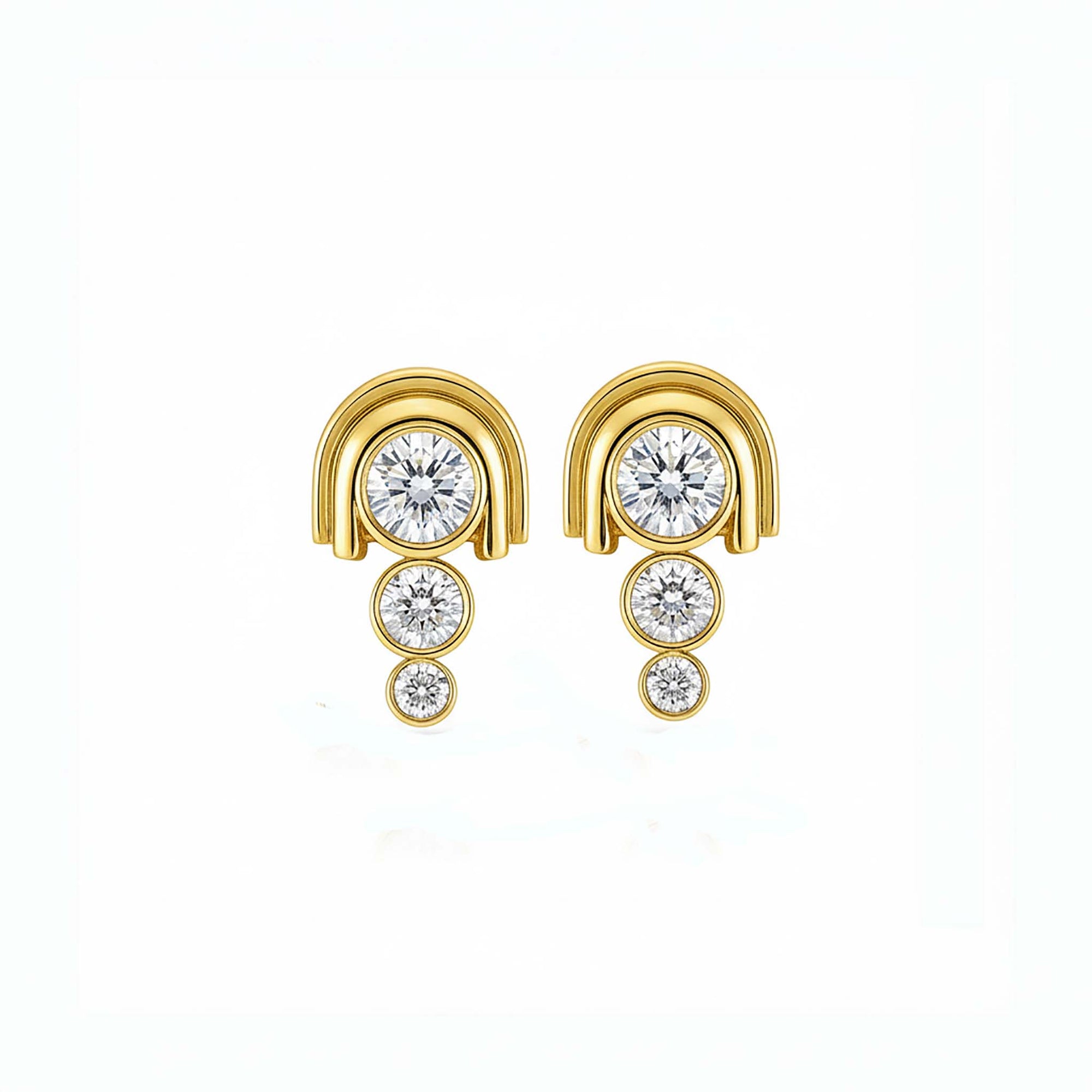 Deco Arch Diamond earrings in yellow gold
