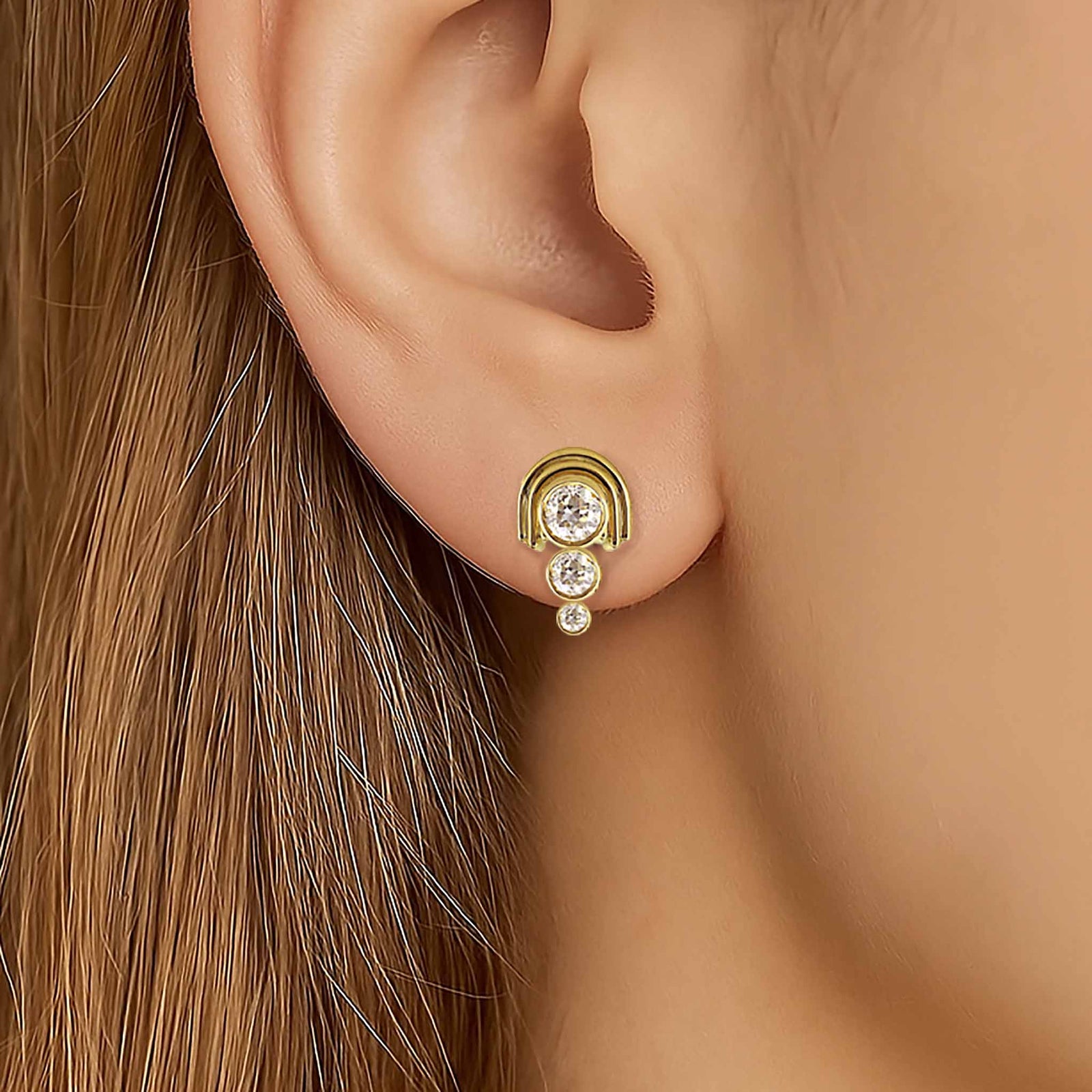 Deco Arch Diamond earrings in yellow gold