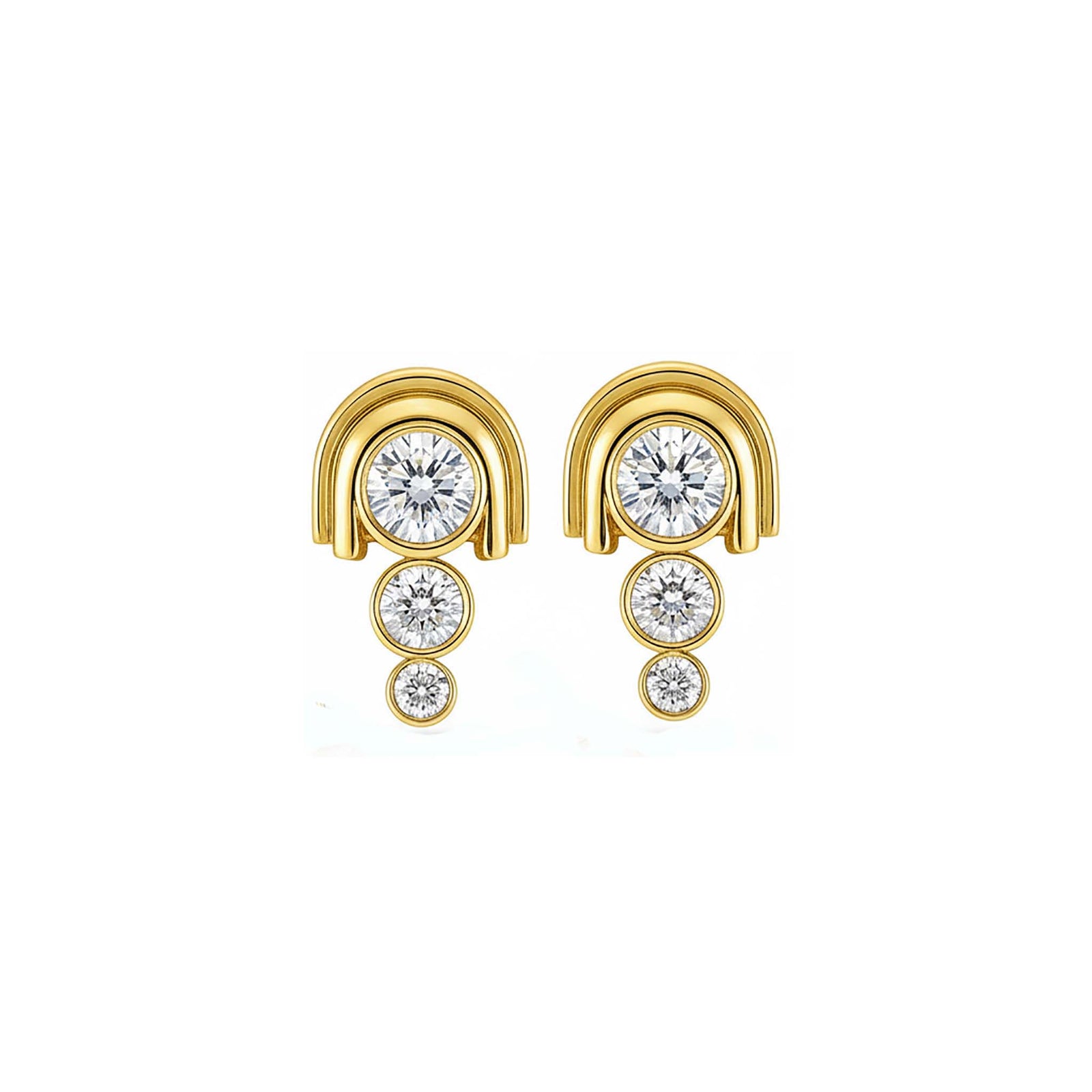 Yellow gold Deco Diamond Arch stud