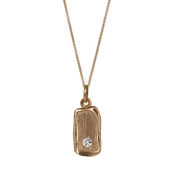 DIAMOND CARTOUCHE STYLE NECKLACE. SINGLE DIAMOND DETAIL IN ROSE GOLD WITH 45 CM CHAIN