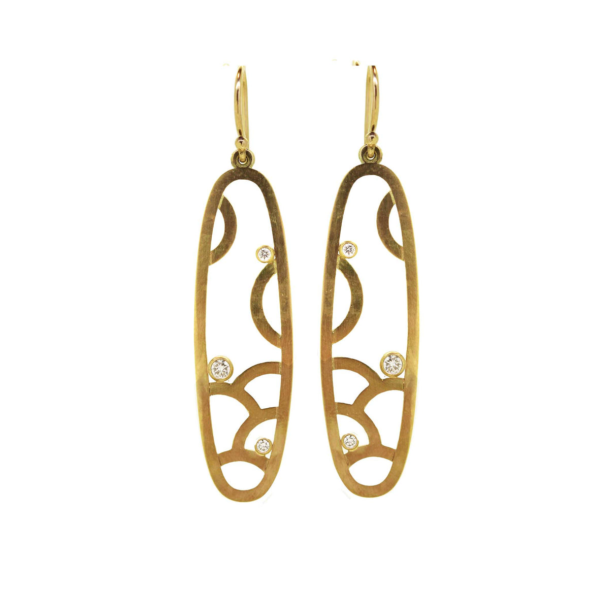 Diamond and yellow gold Drop earrings inspired By Kyoto 