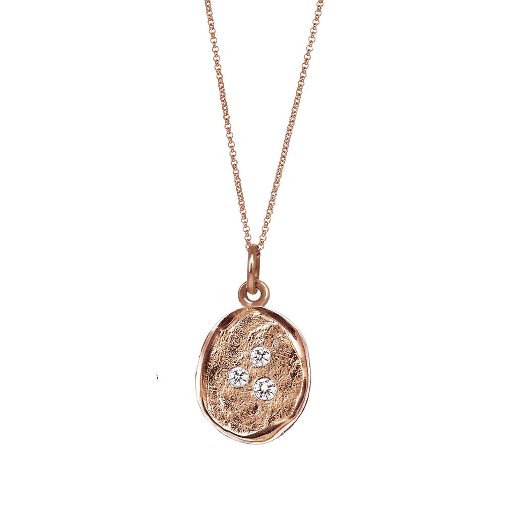 Diamond seal necklace in rose gold