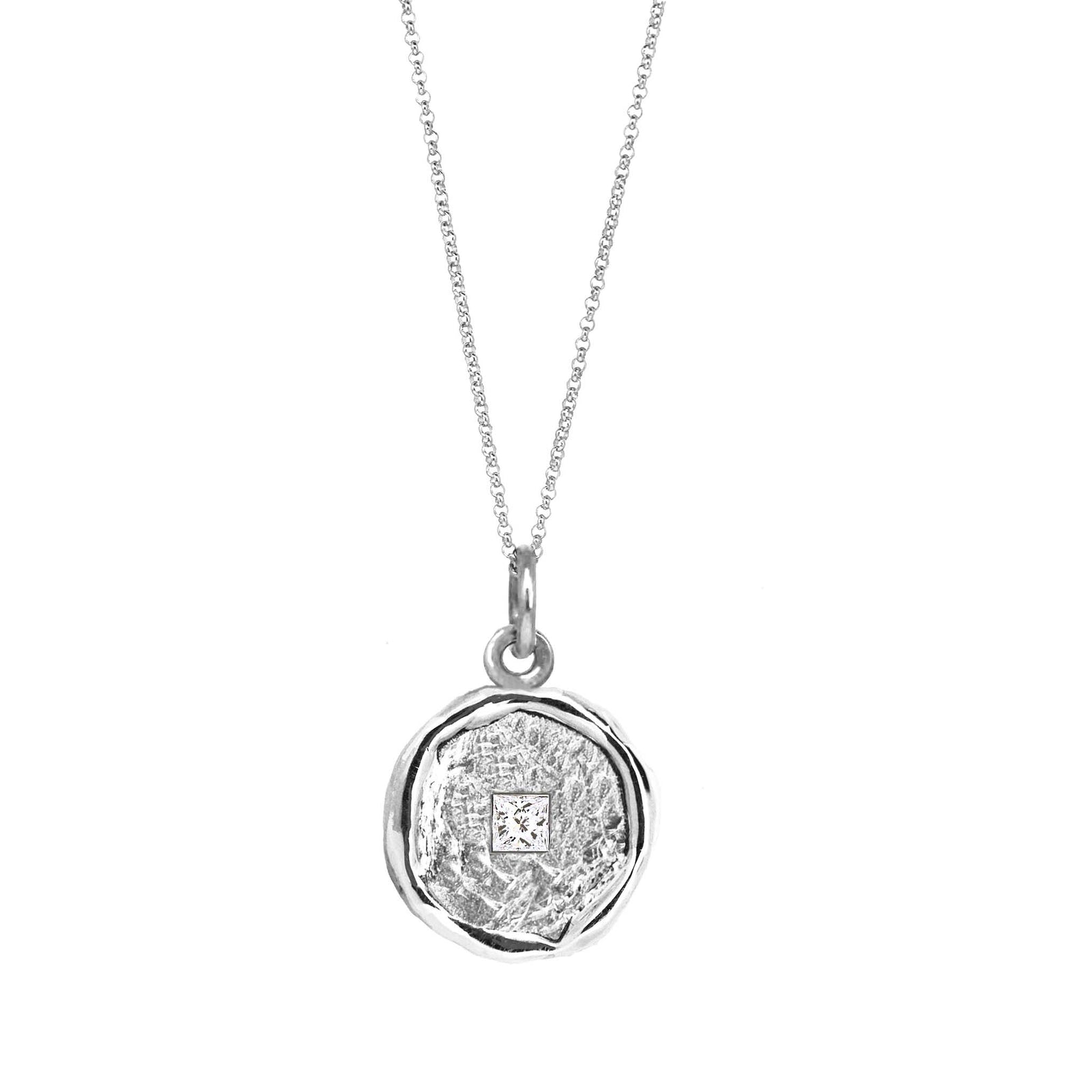 Diamond Medallion Pendant necklace in white gold