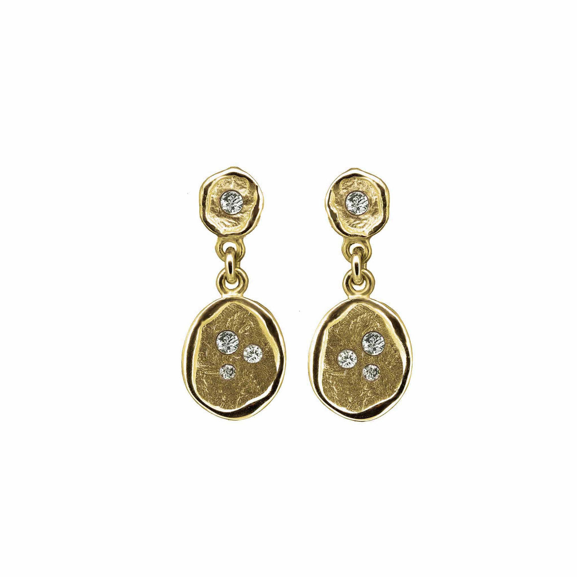 Diamond Seal drop earrings in yellow gold