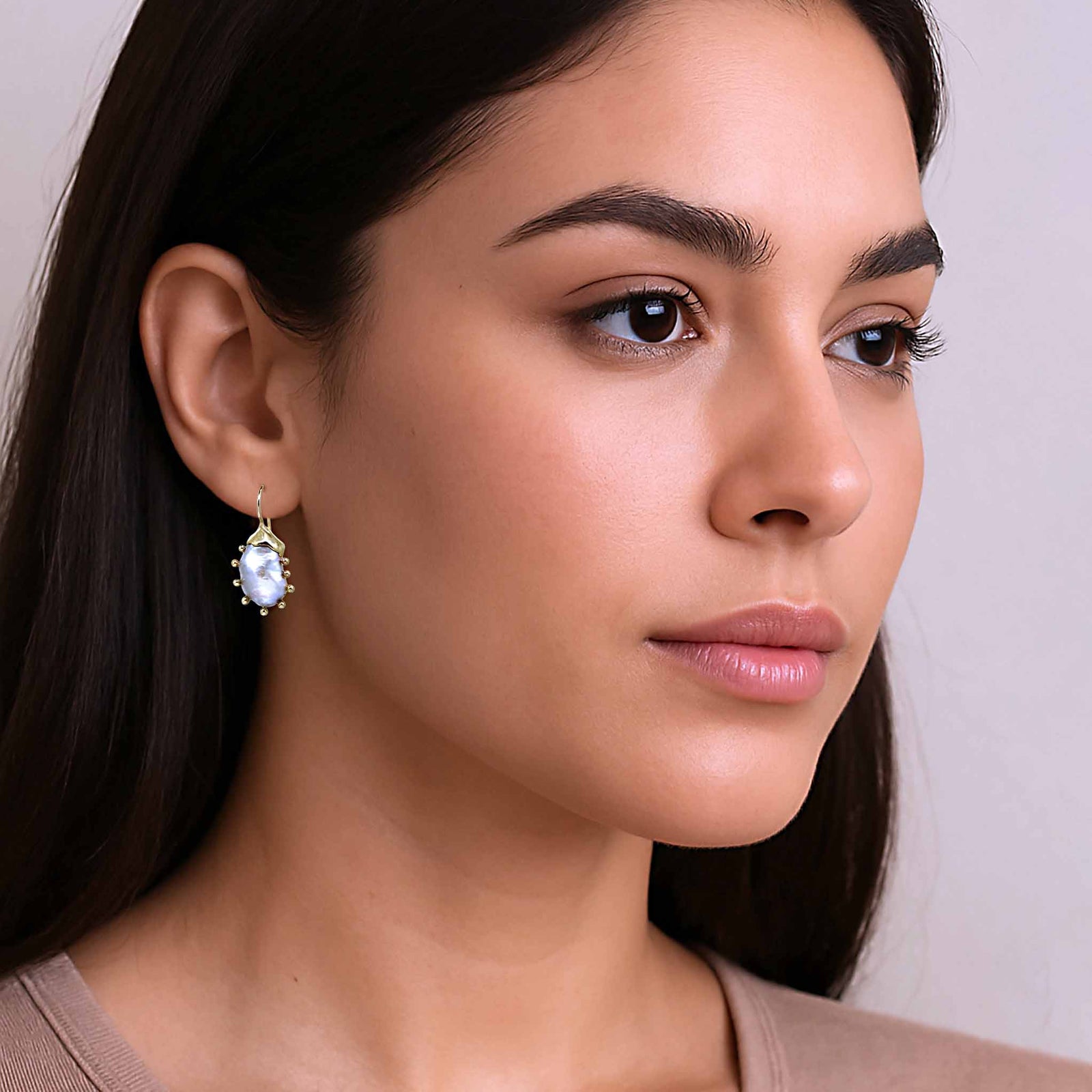 Mollusc Large freshwater baroque shaped earrings