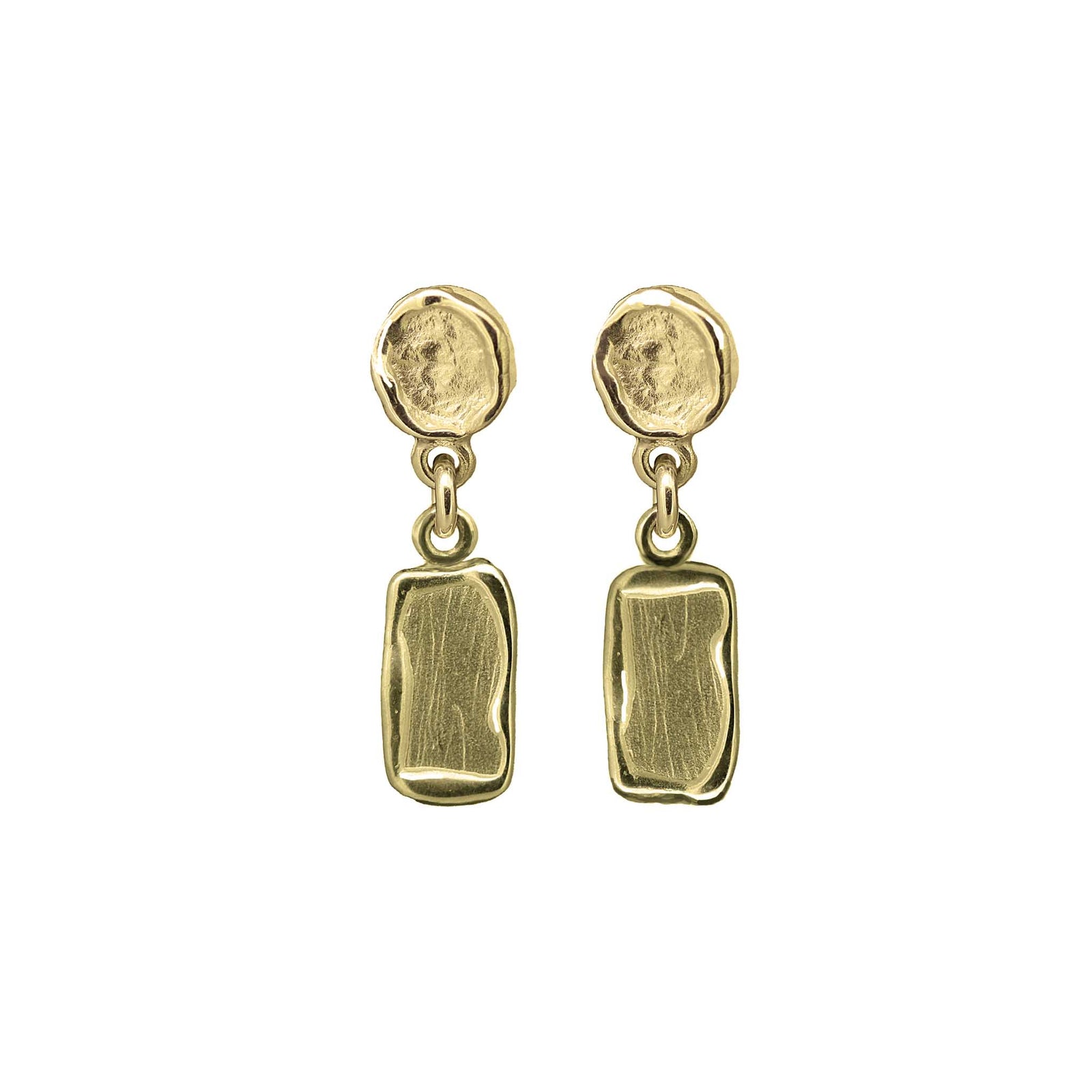 yellow gold organic stud drop earrings 