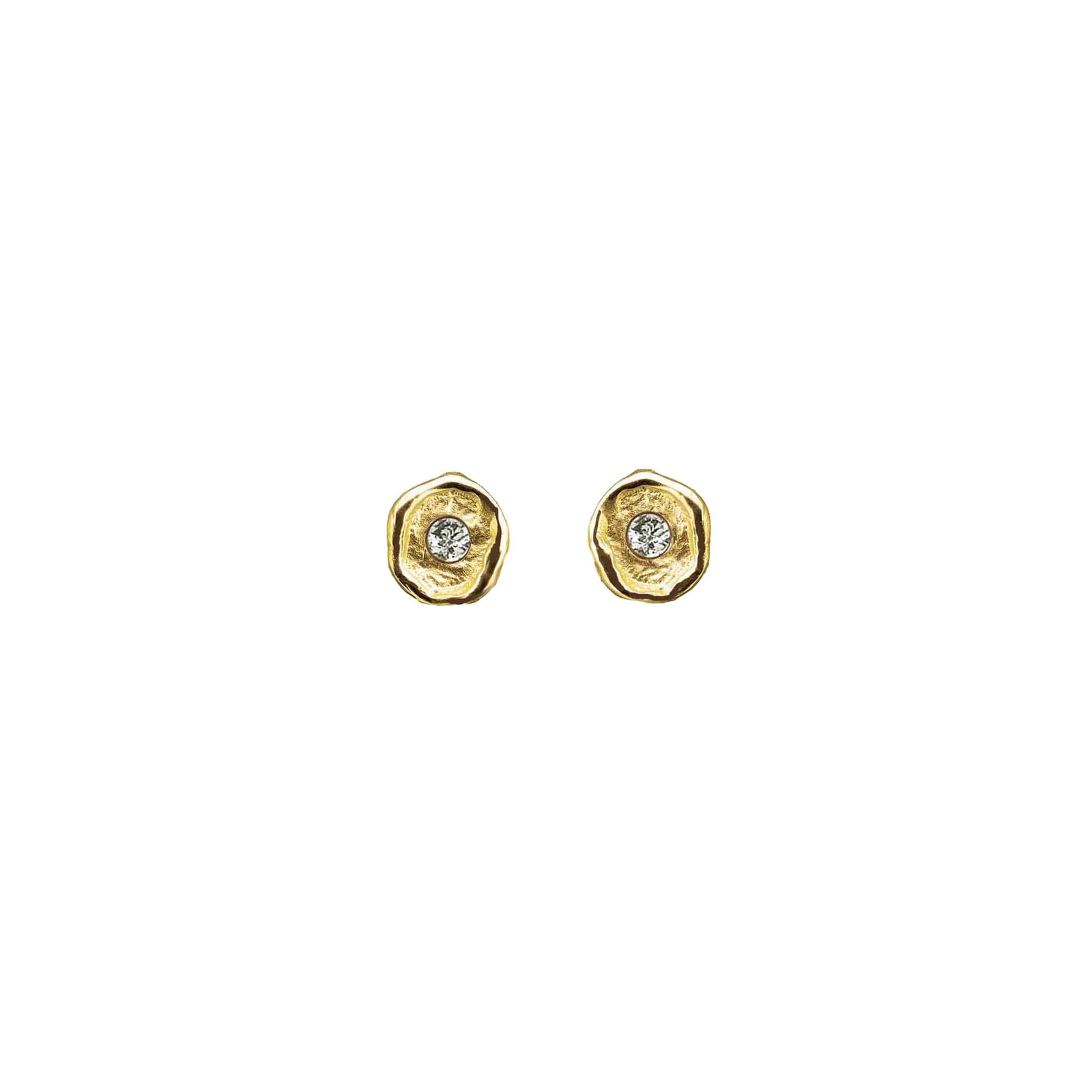 Petite diamond Seal stud in yellow gold