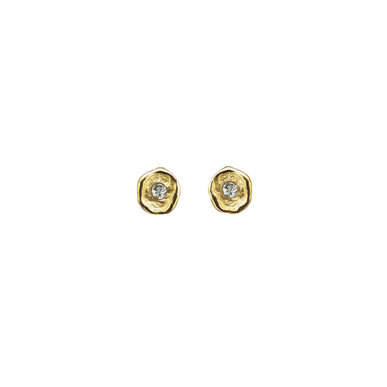 Petite diamond Seal stud in yellow gold