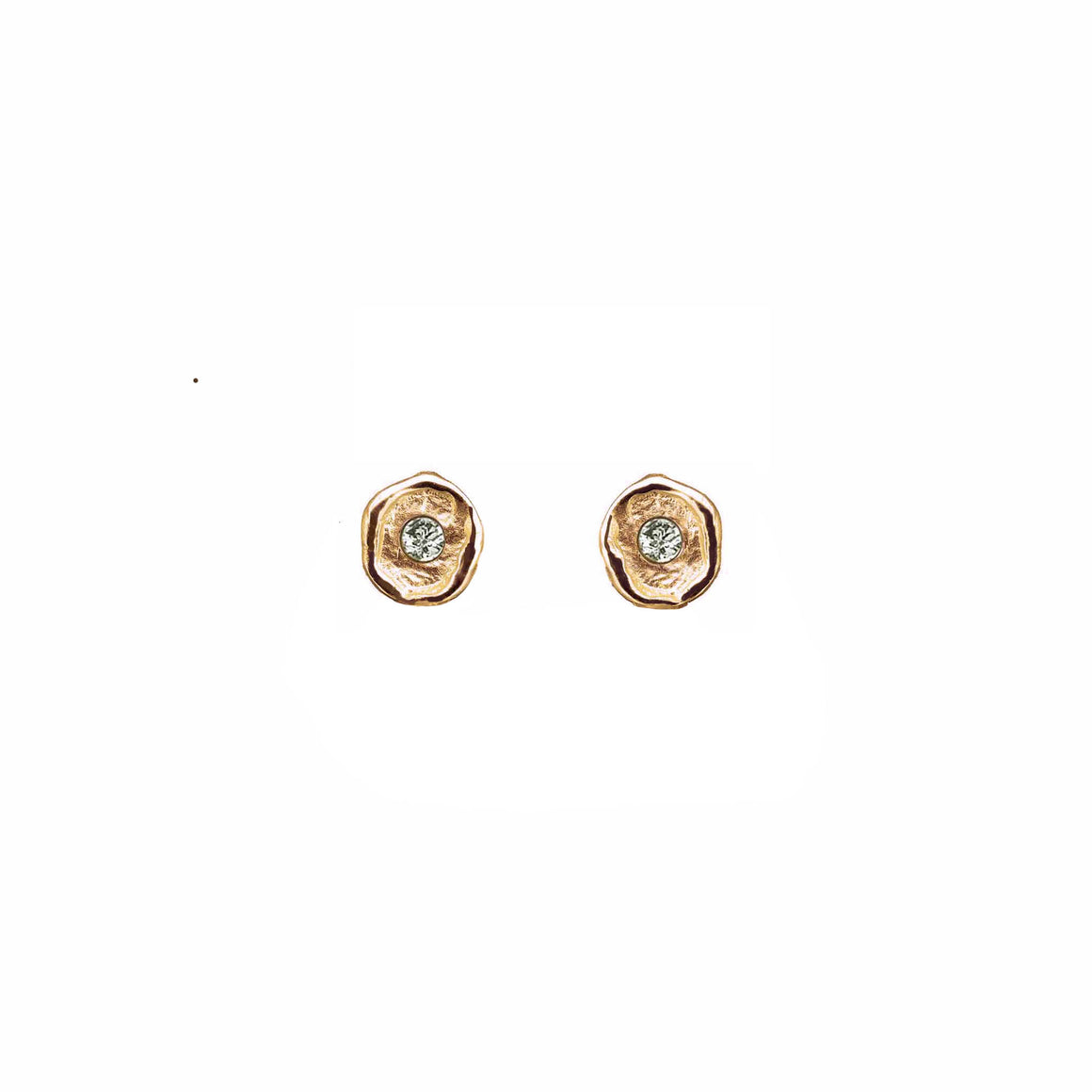 Petite diamond stud earring in rose gold with diamond detail.