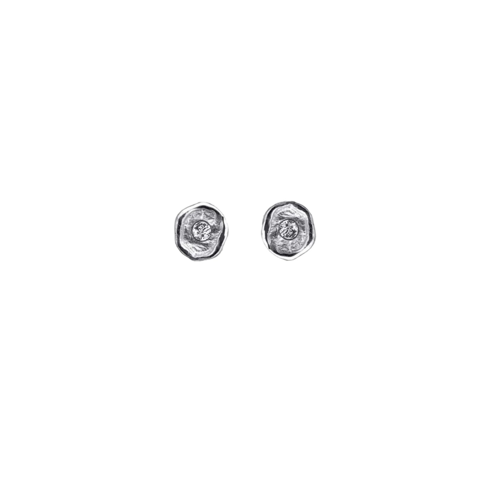 Petite artifact diamond studs in white gold