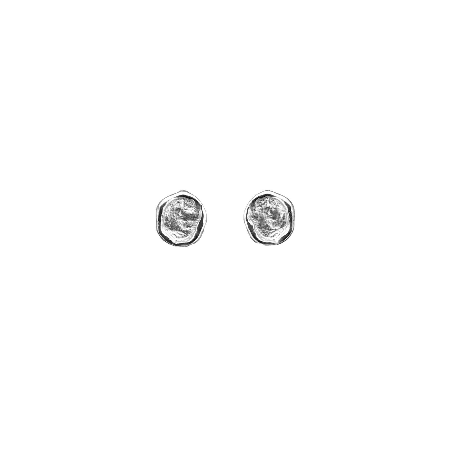 Petite seal stud earrings in white gold