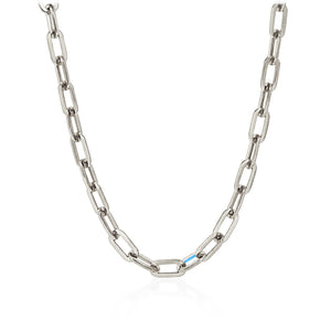 Platinum chain necklace on a white background