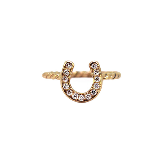 Polo diamond horseshoe ring in rose gold