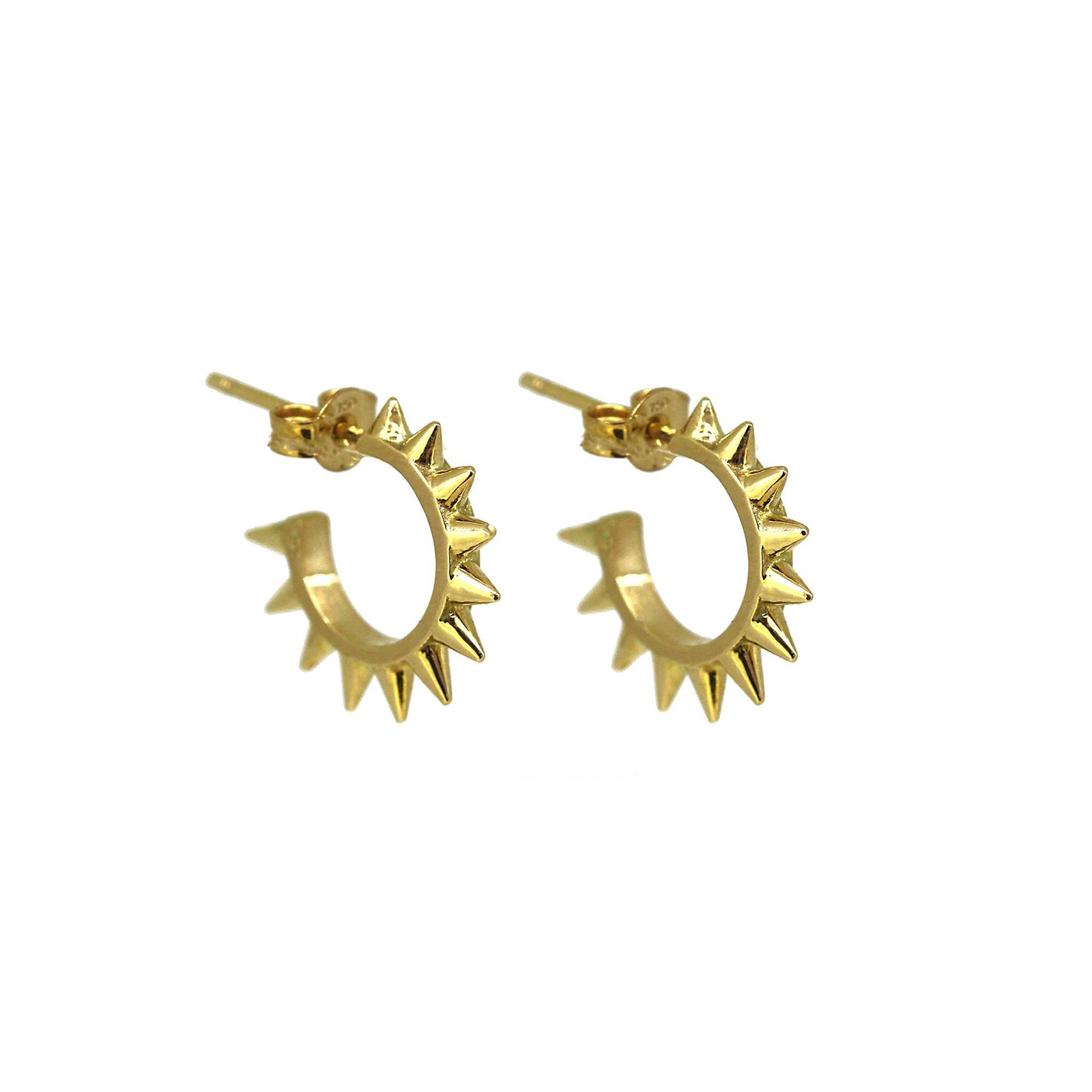 Sea urchin inspired hoop earrings in yellow gold