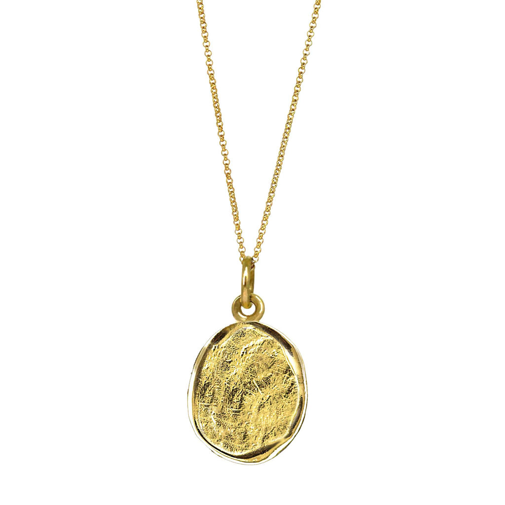 Organic style yellow gold Seal necklace