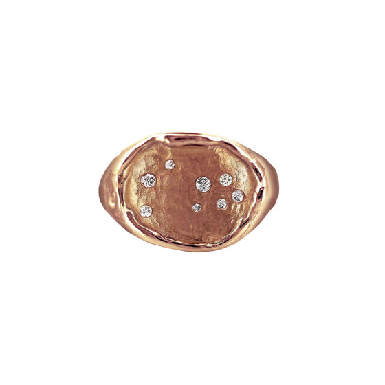 Star map rose gold ring with constellation of diamonds