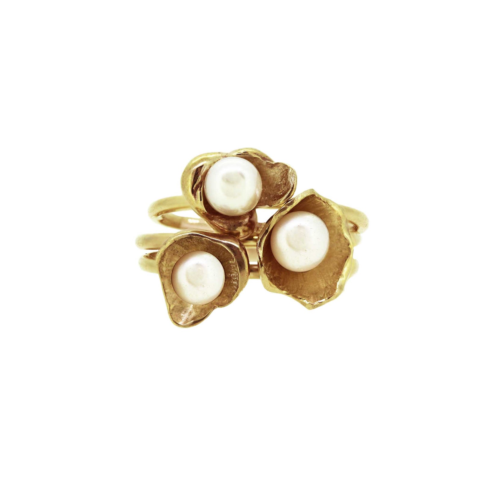 Sunken tresure gold and pearl stack rings