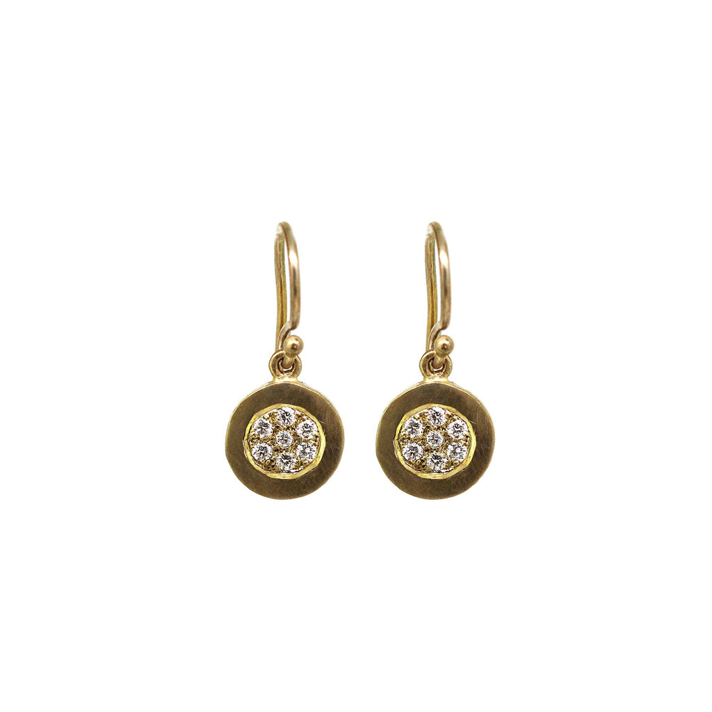 Round gold drops with a diamond pave centre