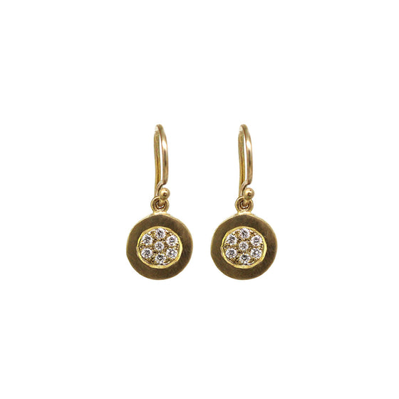 Round gold drops with a diamond pave centre