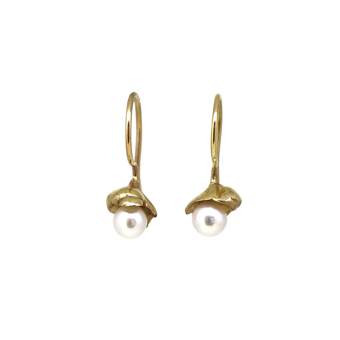 Sunken treasure drop earrings with freshwater pearls  in yellow gold