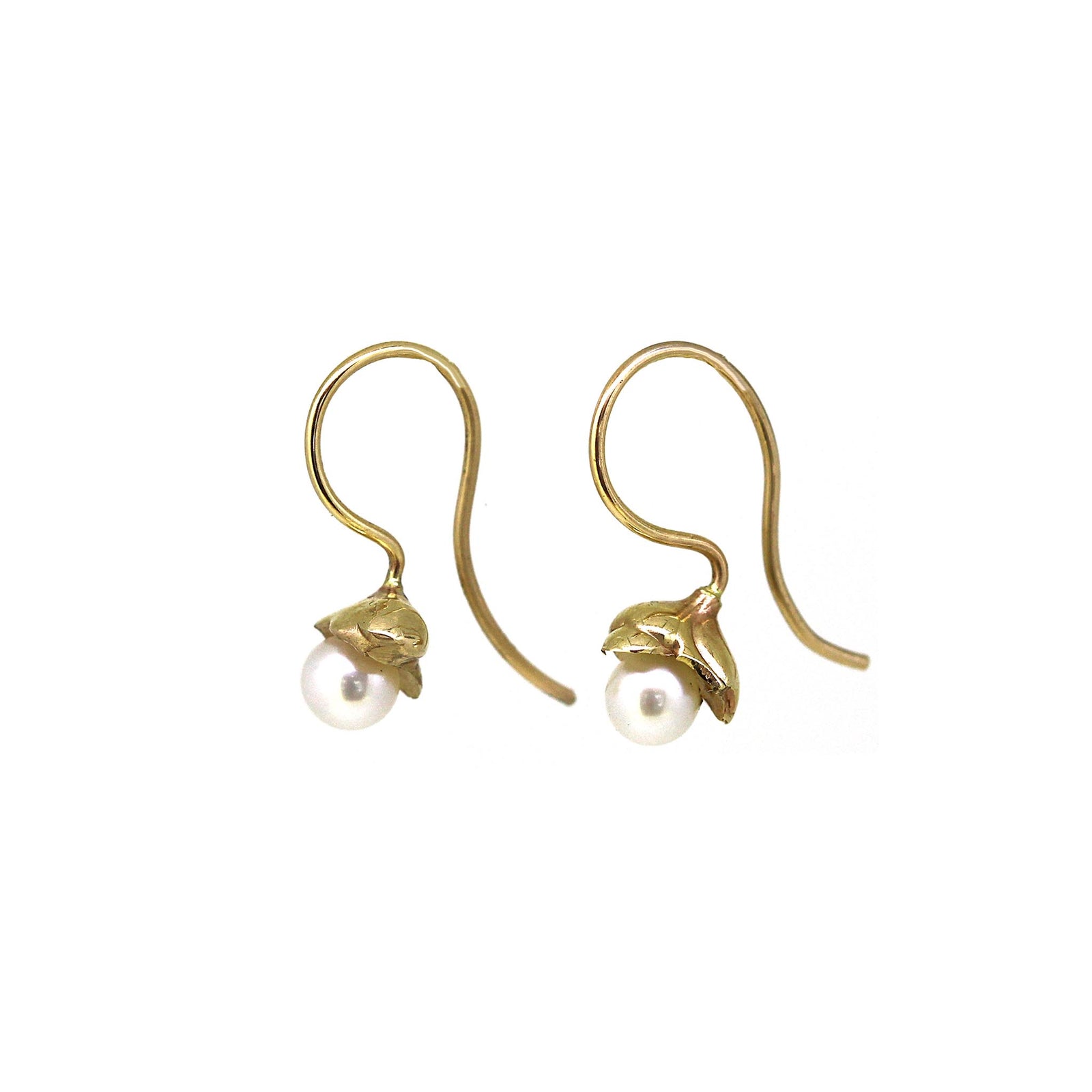 Sunken treasure drop earrings with freshwater pearls  in yellow gold