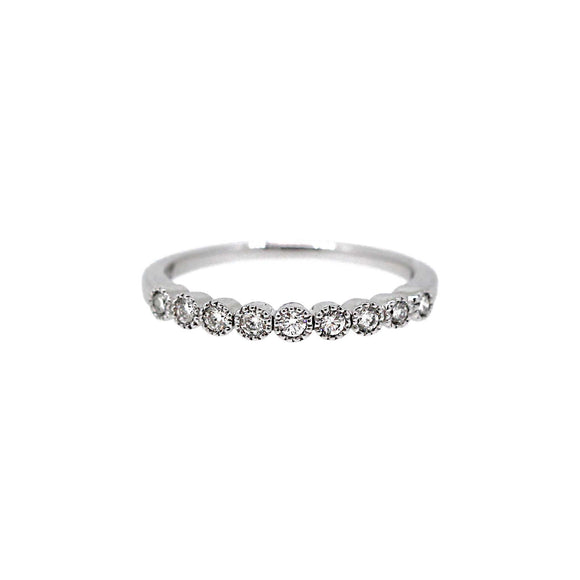 Diamond Blossom Bud ring in white gold, a charming wedding or eternity band