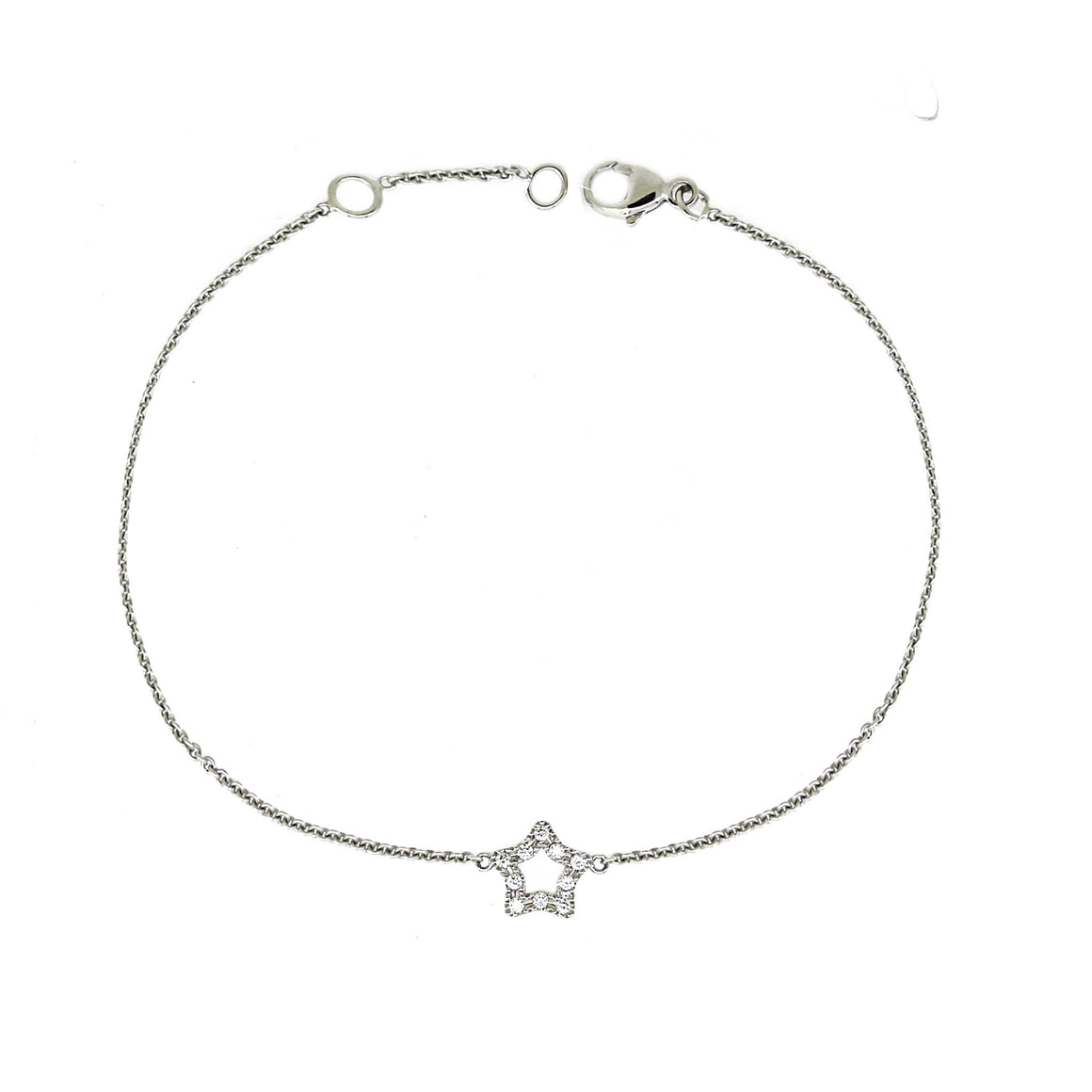 Diamond star white gold bracelet