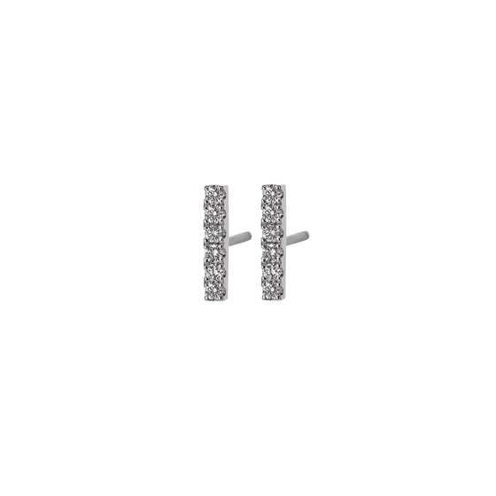 Essentia diamond bar earrings in white gold