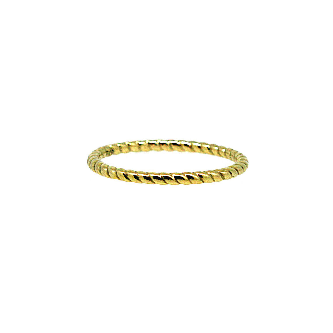 Fine twist pattern ring in yellow gold, perfect for stacking