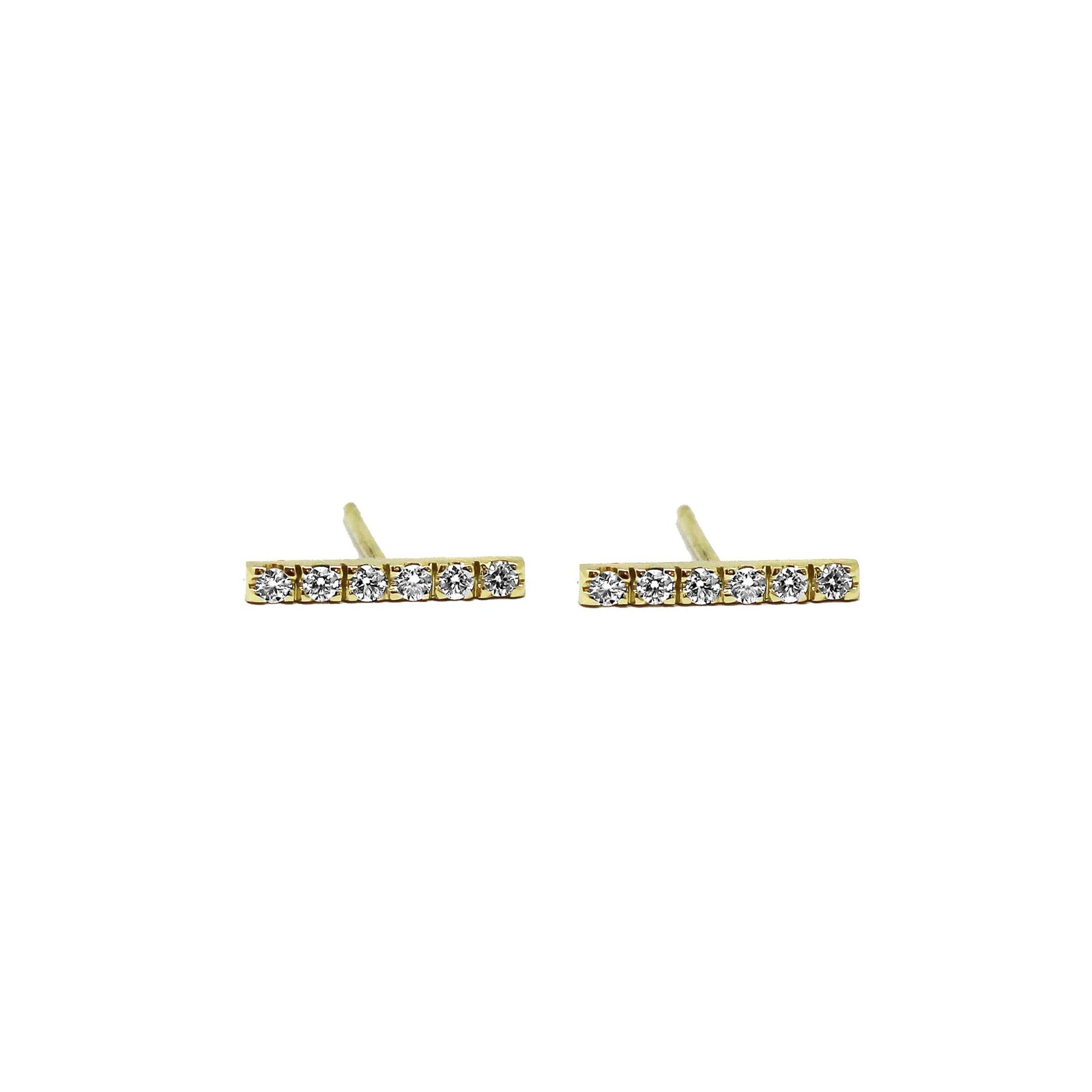 Diamond set bar earrings in yellow gold
