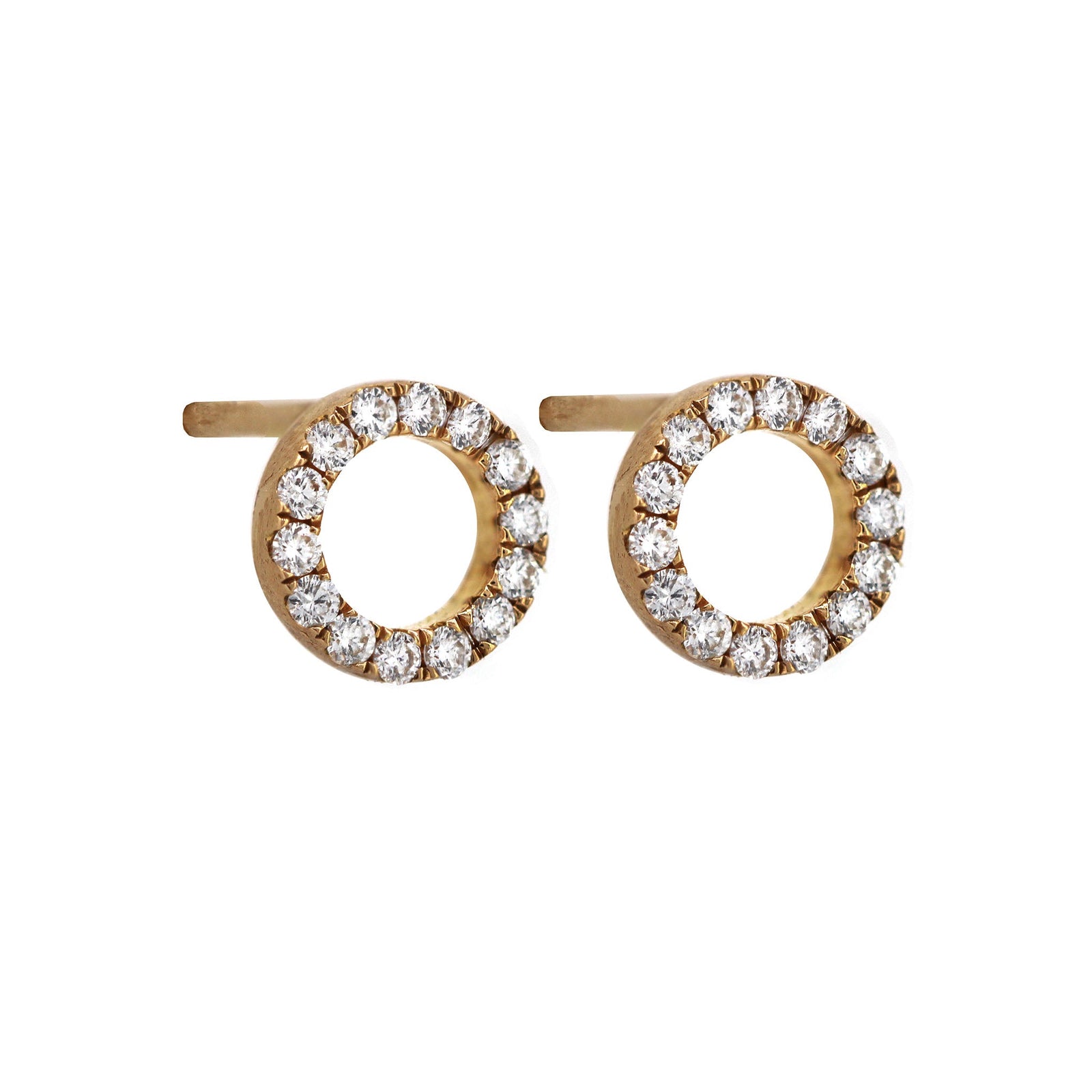 Rose old halo stud earrings pave set with white diamonds