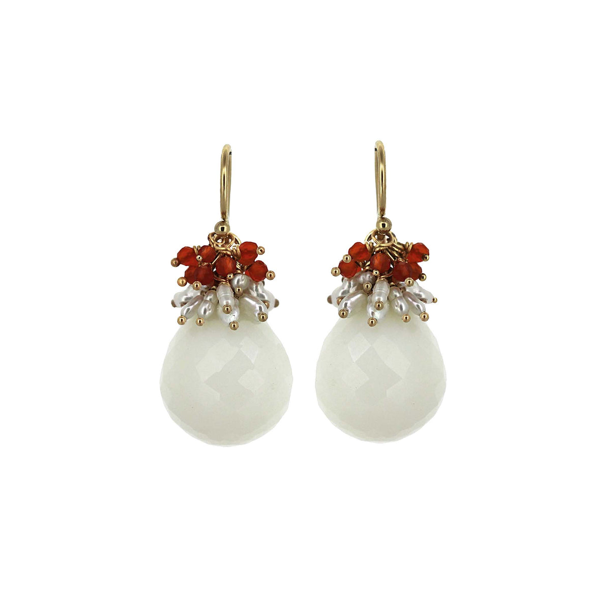 carnelian pearl and agate drop earrings