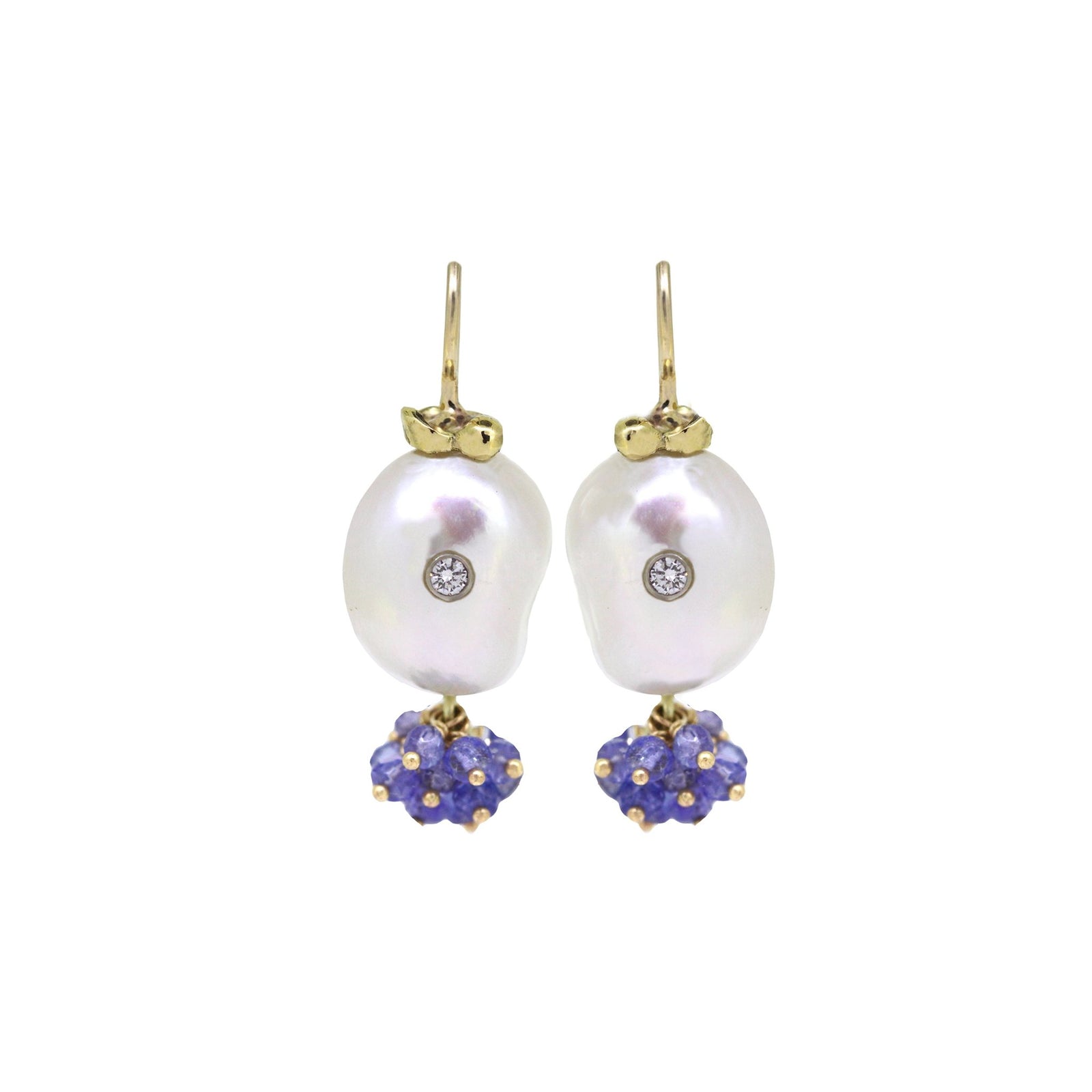 Jellyfish gold ,pearl, diamond and Tanzanite earring