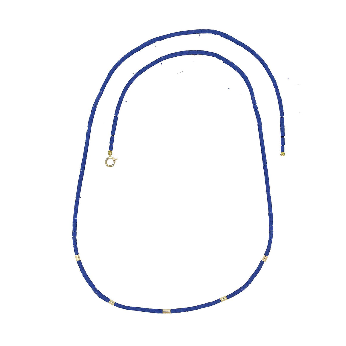 Strong blue Lapis beads with gold tube accents