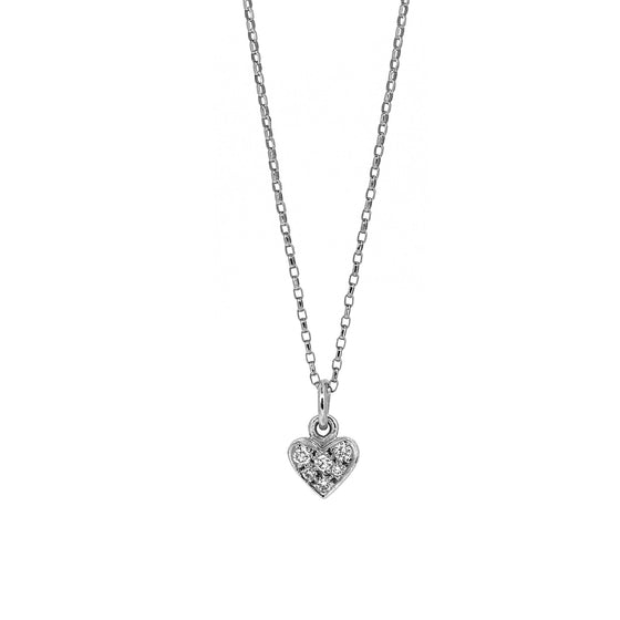 Classic white gold pave Mini Diamond Heart necklace