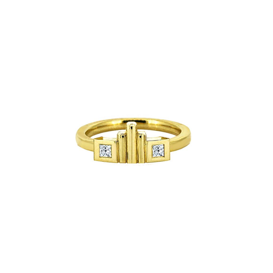 Petite Odeon stack ring with diamond detail in yellow gold