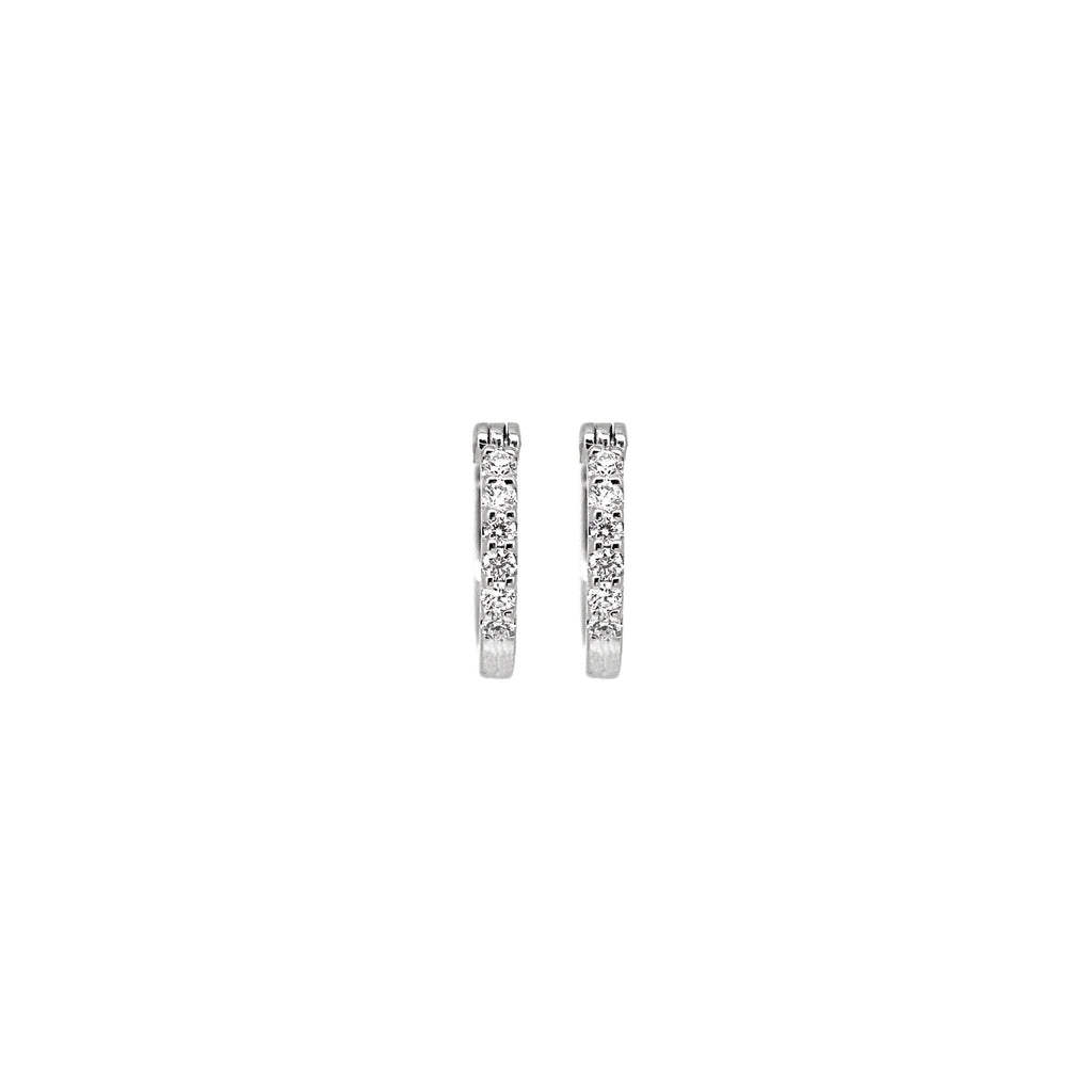 White gold and diamond petite diamond hoops