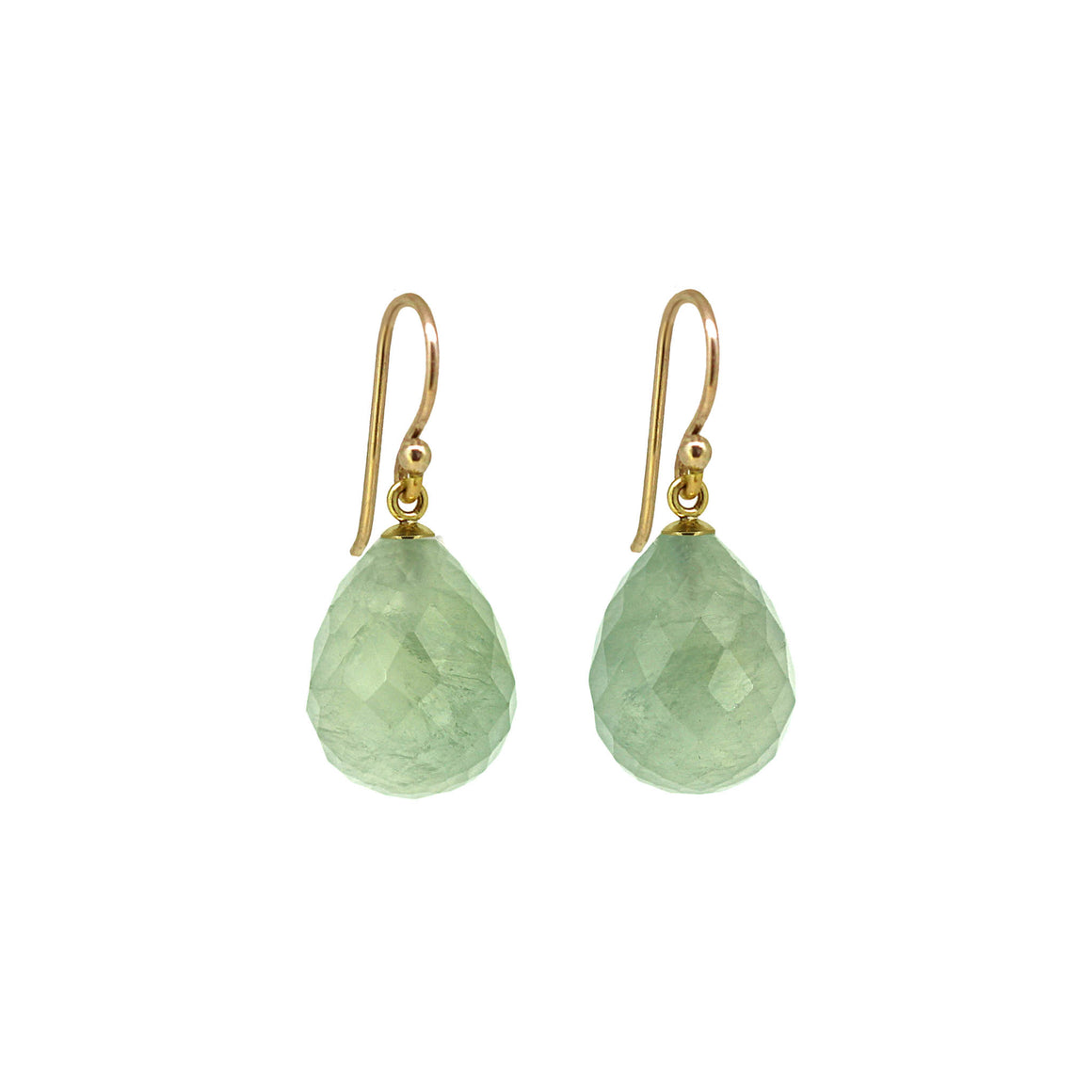 Prehnite pastel green briolette drop earrings