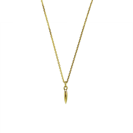 A gold rice grain necklace in yellow gold