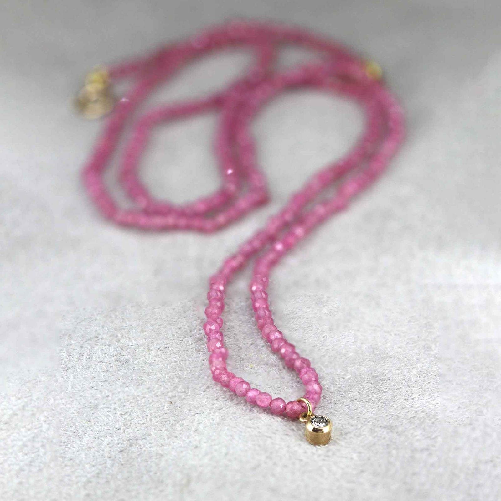 Rose Quartz necklace with Diamond drop