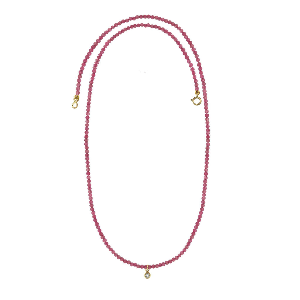 Rose Quartz necklace with Diamond drop