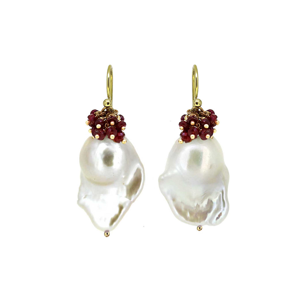 Ruby Baroque Pearl drop earrings