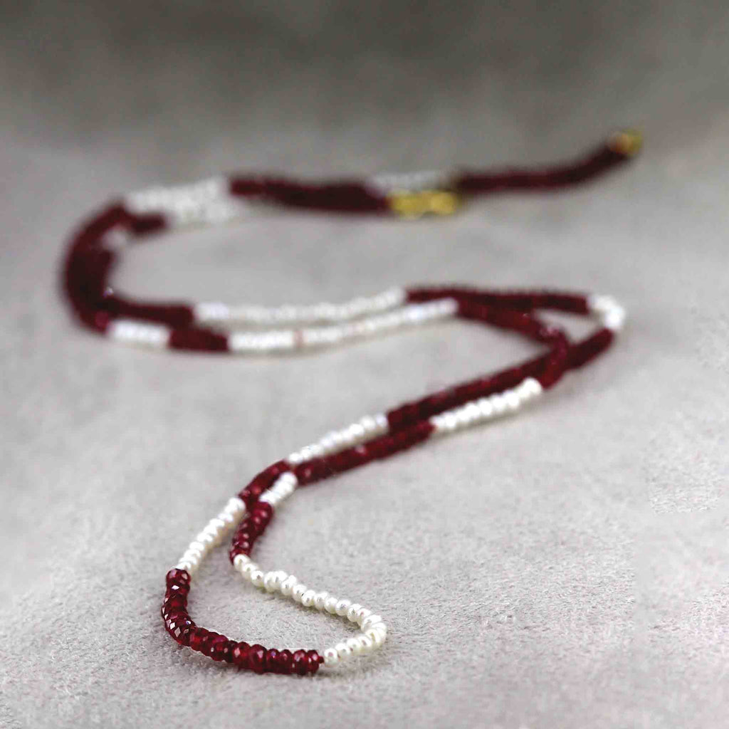 Ruby and Pearl gemstone necklace
