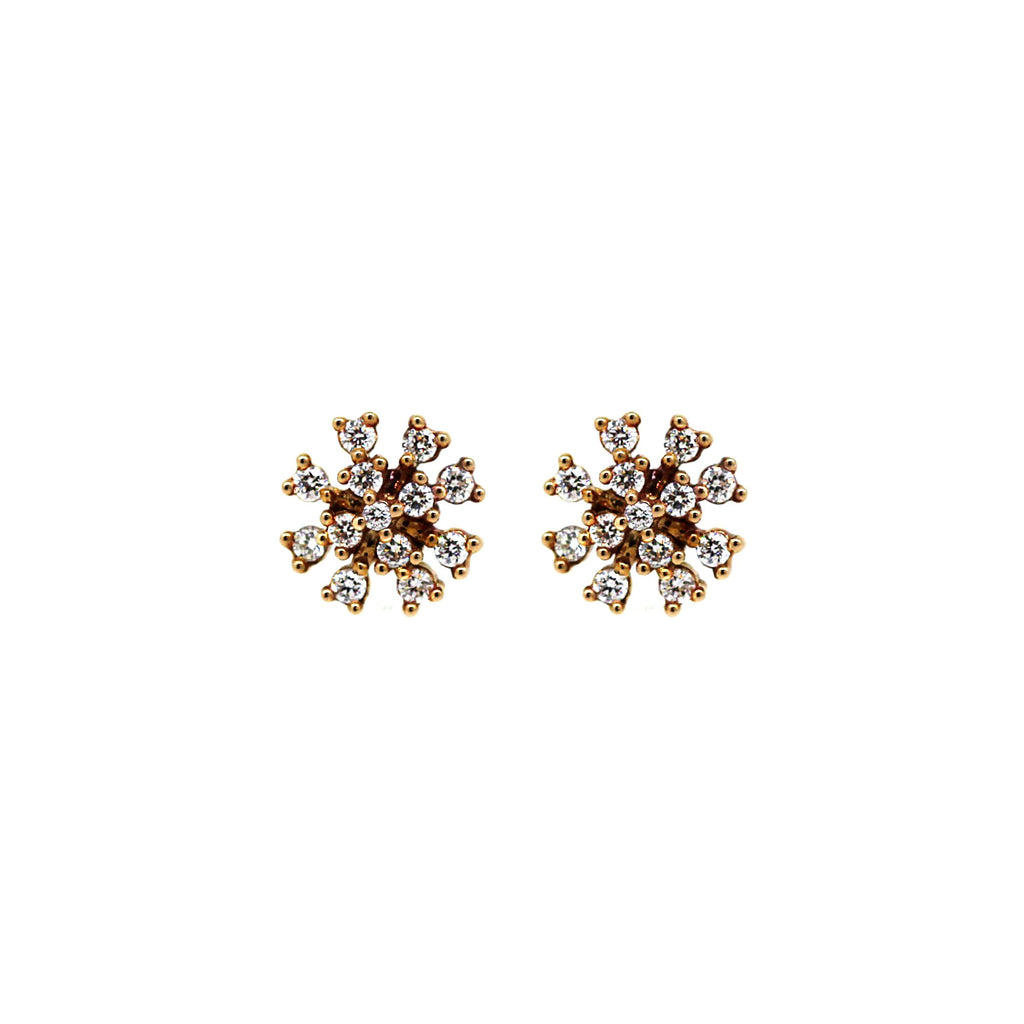 Starburst diamond stud earrings in yellow gold